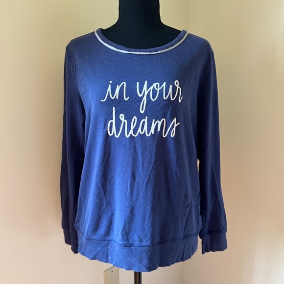 **KATE SPADE* Blue Long Sleeve "In Your Dreams" Sleep Shirt Size Medium - Picture 1 of 8